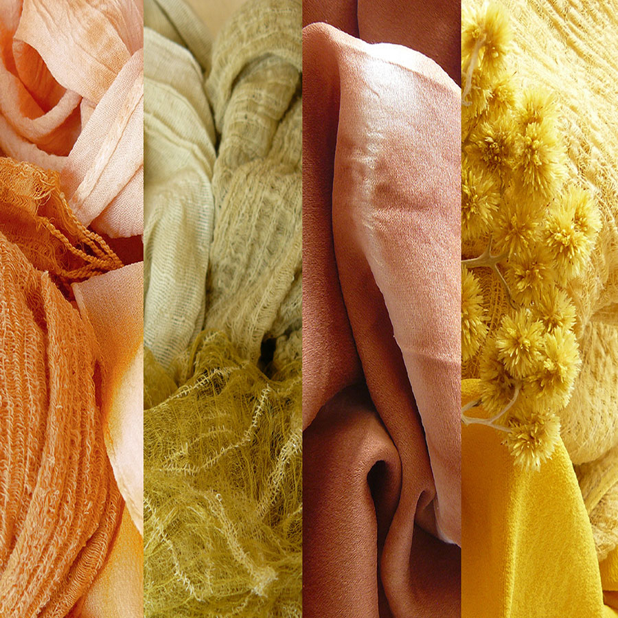 Tabela de cores em tecidos do tingimento natural