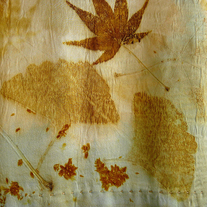 Detalhe de Outono no Japãp mostrando as folhas do momiji e do ginko biloba